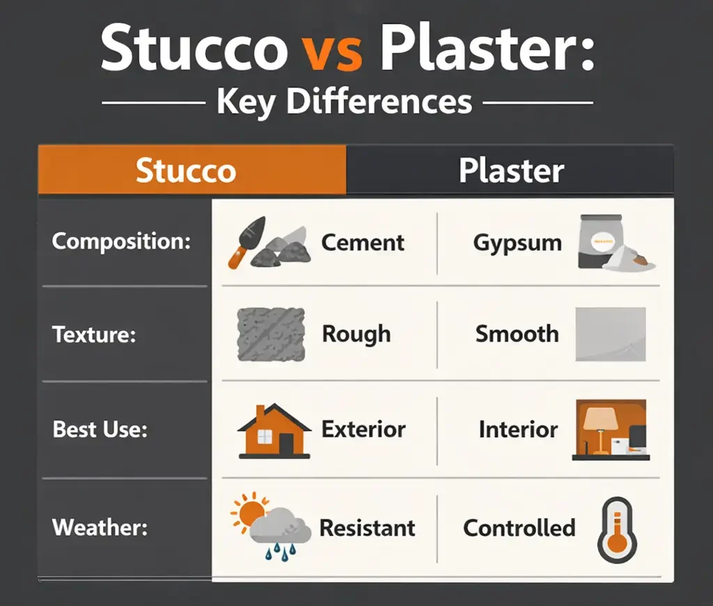 Key Differences Between Stucco and Plaster